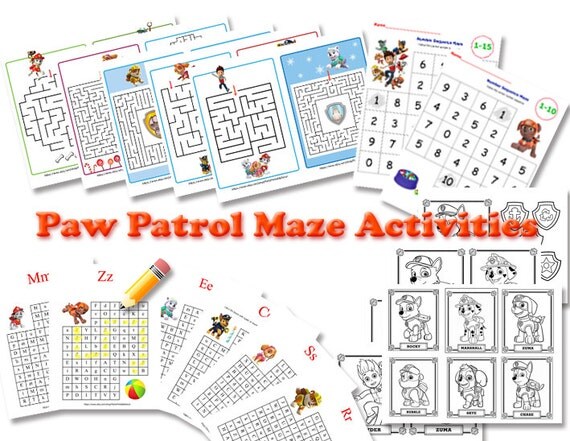 Paw Patrol Maze Activities Paw Patrol Maze by PartyPrintableDecor