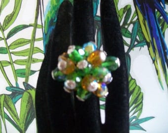 Bague en verre soufflé - Dome Pylones - liquide violet - Ajustable - Montres & Bijoux