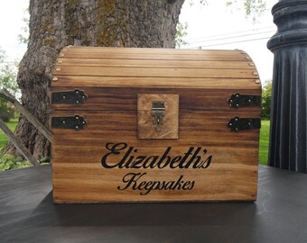 Children's Stained Personalized Wood Treasure Chest, Child's Keepsake Chest, Child's Toy Chest, Birthday Gift, Wooden Stained Chest, Toy Box