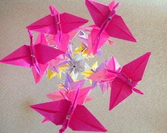 Origami Crane Mobile - Cranes ombre mobile- Children Decor- Baby Mobile - Nursery Homes