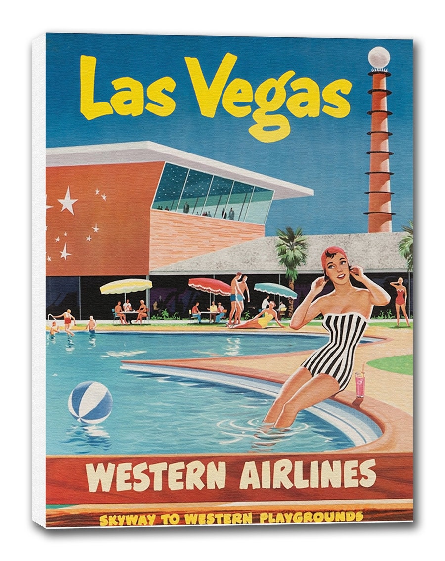 Vintage Las Vegas Art Travel Poster Print Canvas Hanging Wall