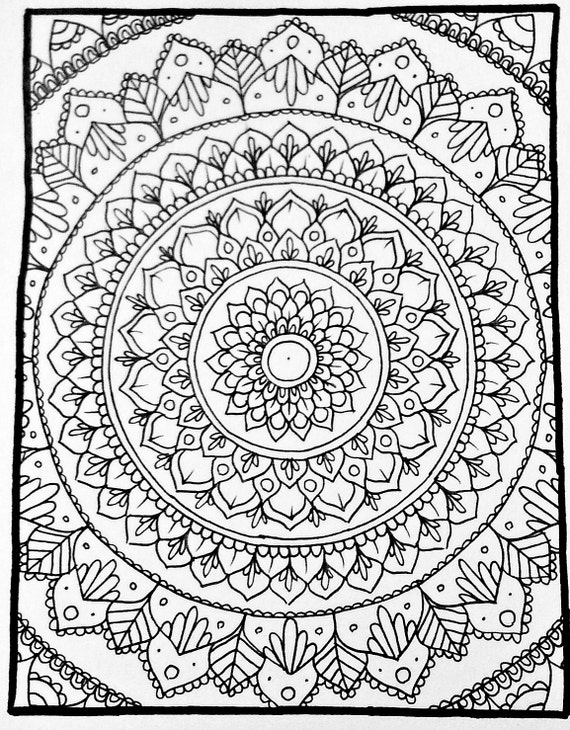 Download Items similar to Rectangle Mandala print/coloring page on Etsy