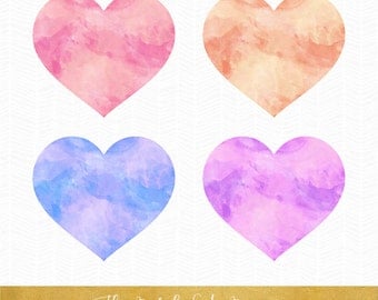 Watercolor Heart Clipart - INSTANT DOWNLOAD - .PNG Files