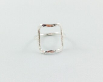 Items similar to Beautiful Silver Hollow Square Ring on Etsy