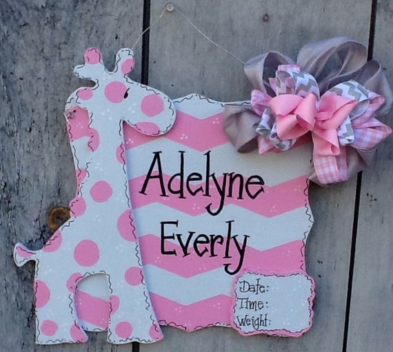 Baby announcement sign baby hospital door sign giraffe sign