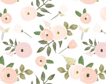 Sweet Candy Floral - Pink and Blush hand painted Flowers - Swaddle, Boppy Cover, Crib Sheet, Changing Pad Cover, Sherpa Blanket