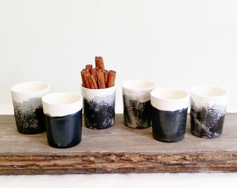 Ceramic Espresso Cup, Black And White Decor, Modern Espresso Cups, Ceramic Mug, Pottery Cup, Gift For Him, Office Gifts, Father's Day Gift