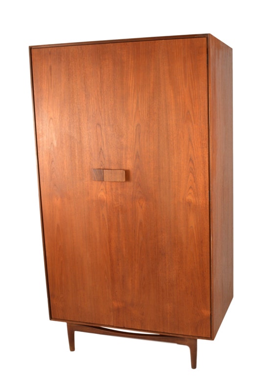 Mid Century Modern Teak 2 Door Wardrobe Armoire By Kofod
