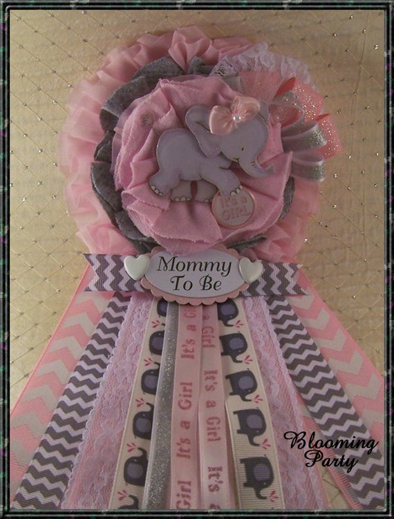 Pink Elephant Mommy To Be Corsage Pink and Gray by ...