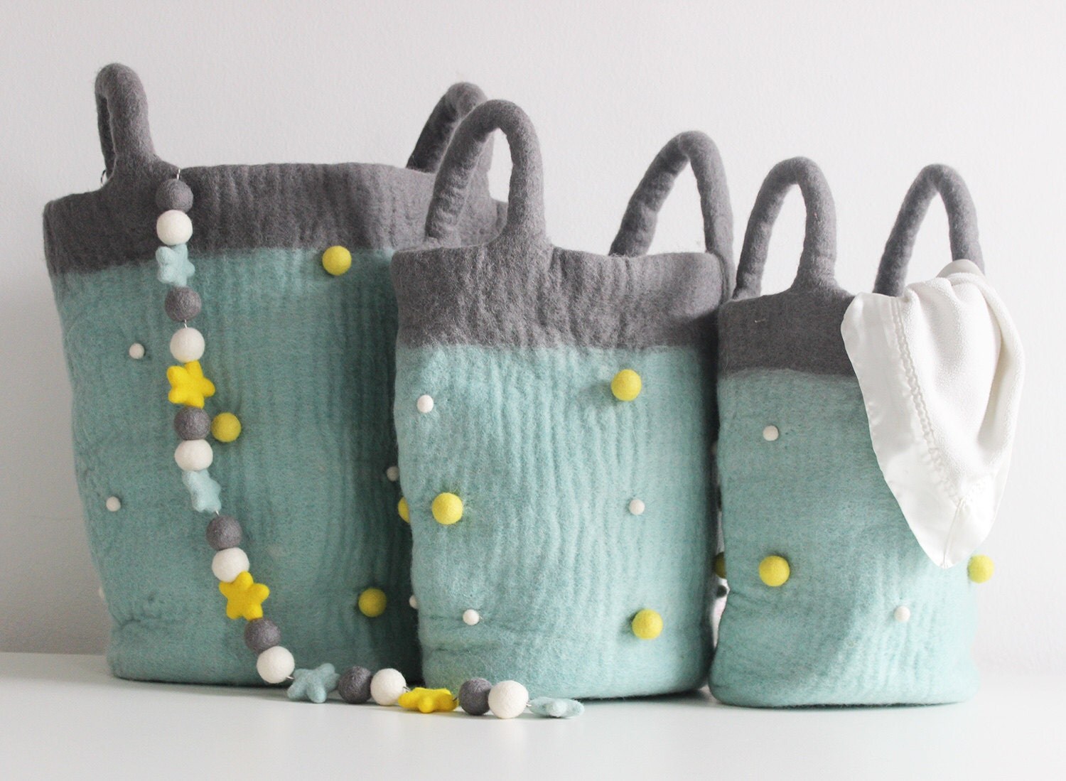 Pom pom storage bags Felt ball storage bag Toy box Kids