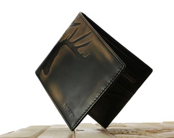 Deer DOUBLE ID Bifold • Men's Leather Wallet • PERSONALIZED Leather Wallet • Hunter's Gift • Men's Gifts • Groomsmen Gift