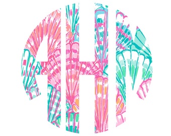 Lilly Pulitzer Monogram Decal Sticker Circle