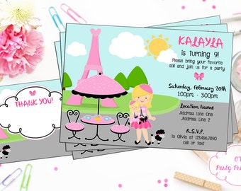 Baby Doll Birthday Party Invitation Customizable