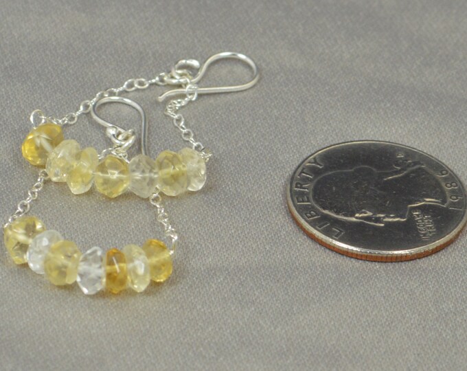 Citrine Earrings, Delicate Earrings, Gold Earrings, Sterling Earrings, Rose Earrings, Copper, Dangle Earrings, Gemstone, Yellow Earring