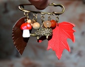 brooch pendants, brooch leaves maple leaf, mushroom, hedgehog, brooch leather, brooch bronze color, gift for womans, brooch gift for mom brooch pendants, brooch leaves maple leaf, mushroom, hedgehog, brooch leather, brooch bronze color, gift for womans, brooch gift for mom