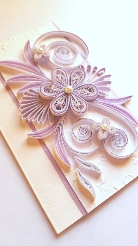  Elegant  Handmade Birthday  Card  Flowers Design Quilling