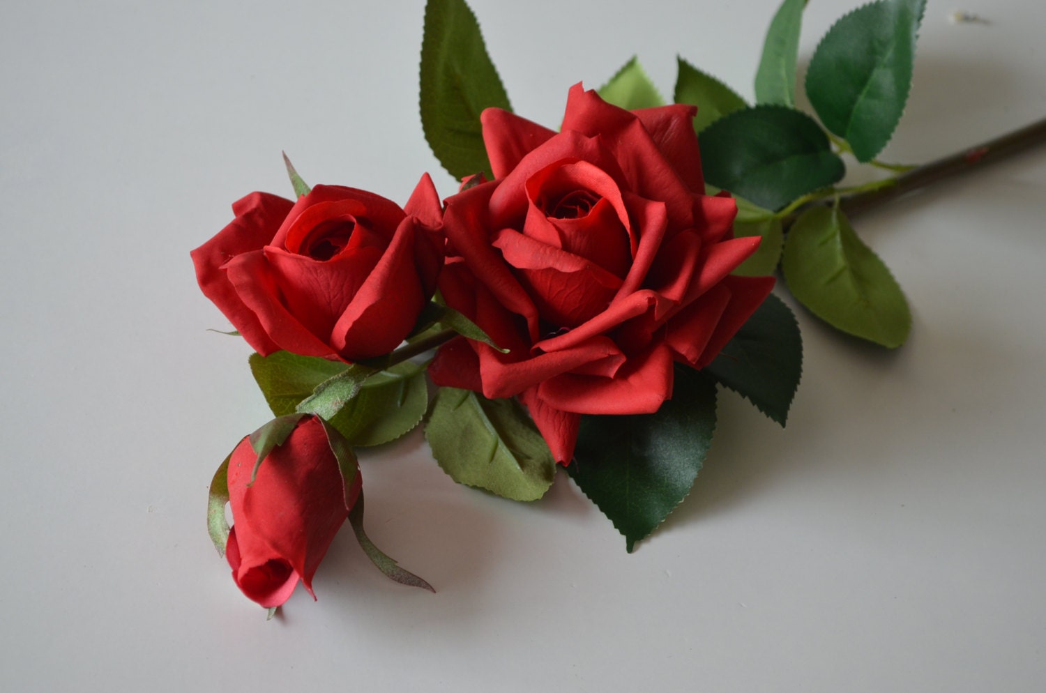 Red Real Touch Roses Open Silk Roses For Silk Wedding Bouquets