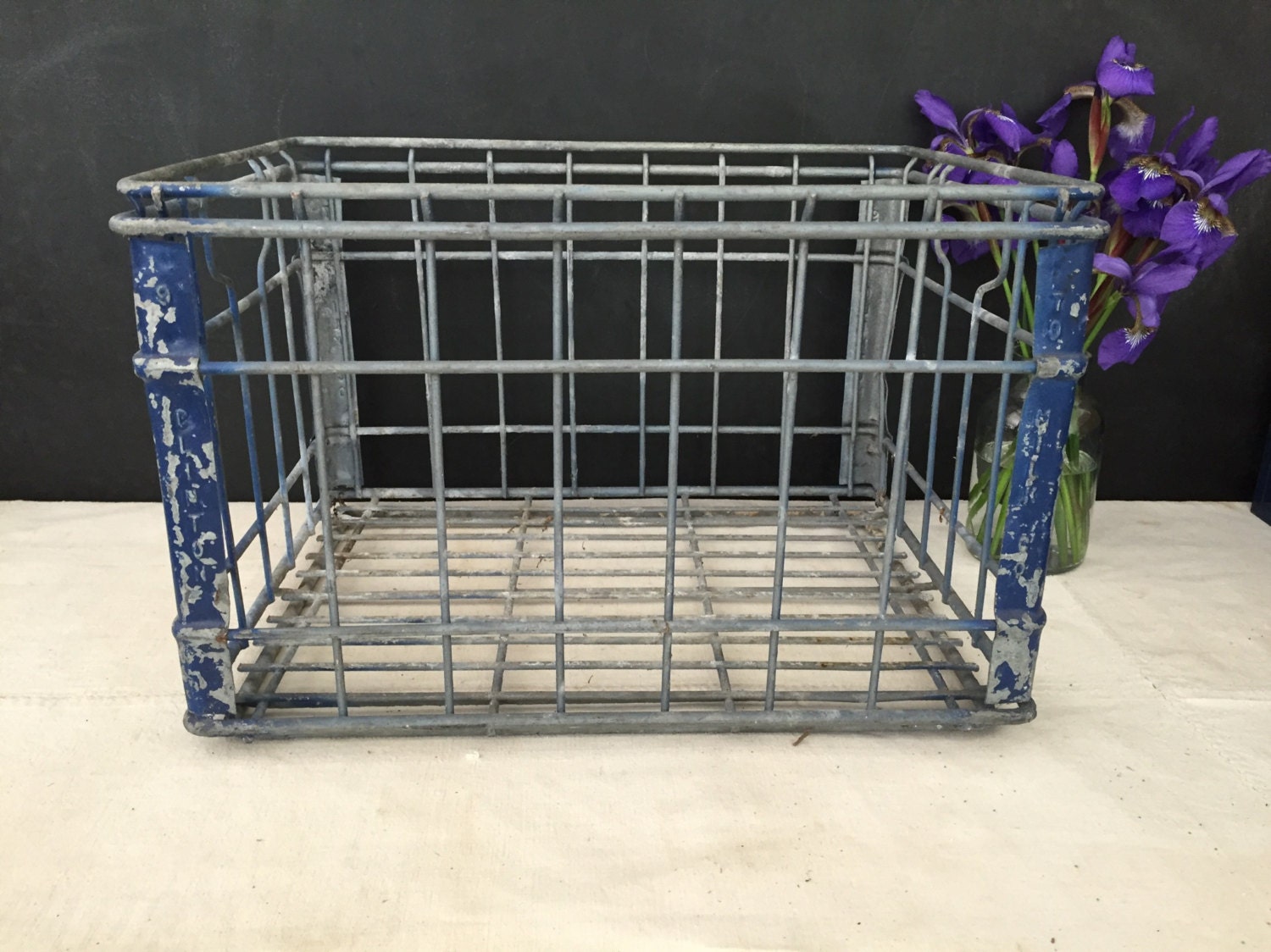 Reserved for Curt Vintage Metal Milk Crate Wire Milk Crate