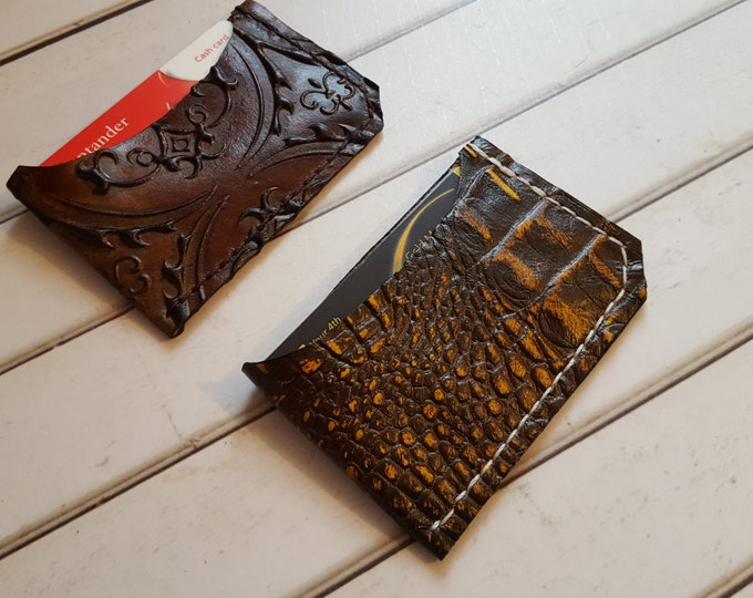 Crocodile card wallet leather card holder Minimalist card wallet Gift card holder Credit card wallet Slim card wallet Exotic Leather