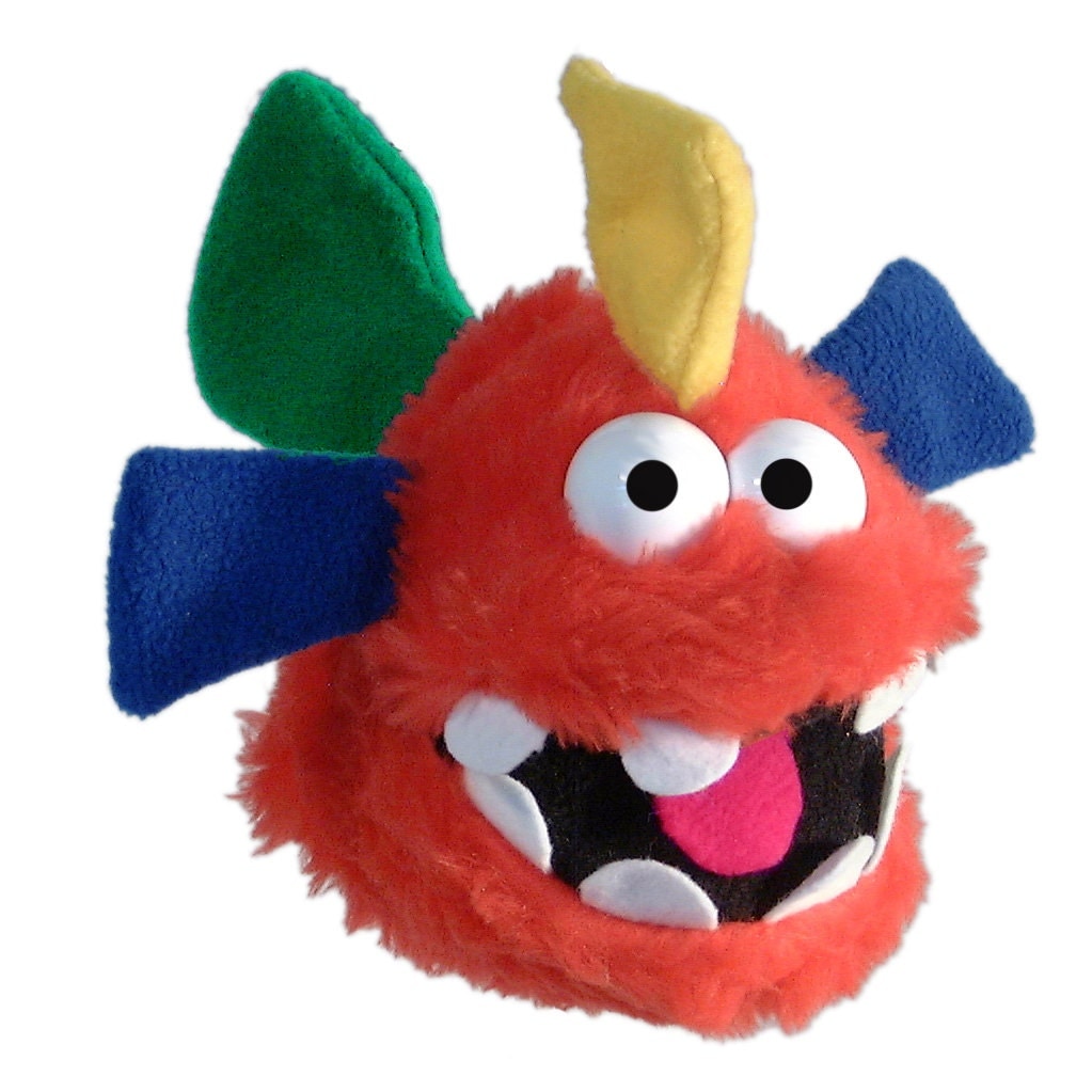 Fuzzy squeaky hand puppets. Hand Made in Canada by DiaboloPuppet