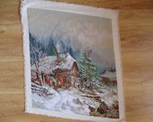 Handmade, Sewn Stitch for Stitch Needlepoint Tapestry -THE SMITHY, Winter Landscape Gobelin, Homemade Wall Decor Needlecraft, Needlework Art Handmade, Sewn Stitch for Stitch Needlepoint Tapestry -THE SMITHY, Winter Landscape Gobelin, Homemade Wall Decor Needlecraft, Needlework Art