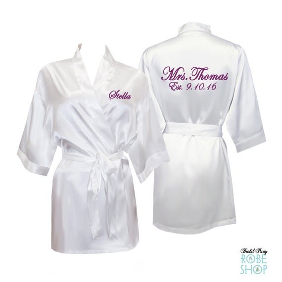 Bridal robes Personalized Satin Bridal Robe Satin Bride