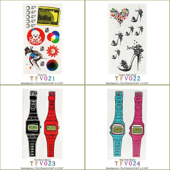 temporary tattoo stickers peacock flower high heels red black temporary tattoo stickers peacock flower high heels red black