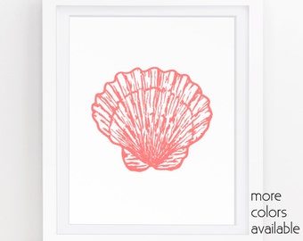 Coral wall decor, Seashell art, Island art, Wall art beach, Hawaii print, Coastal wall decor, Summer wall art, Digital 5x7, 8x10, 11x14 221a