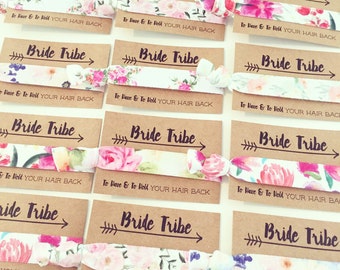 ASSORTED FLORAL Bride Tribe Hair Tie Favors | Flower Bachelorette Hair Ties, Boho Floral Bachelorette Hair Tie Favor, Bridesmaid Gift