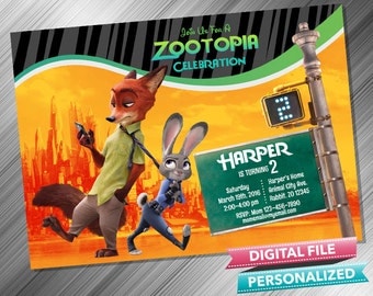 ZOOTOPIA INVITATION - Zootopia Birthday Invitation
