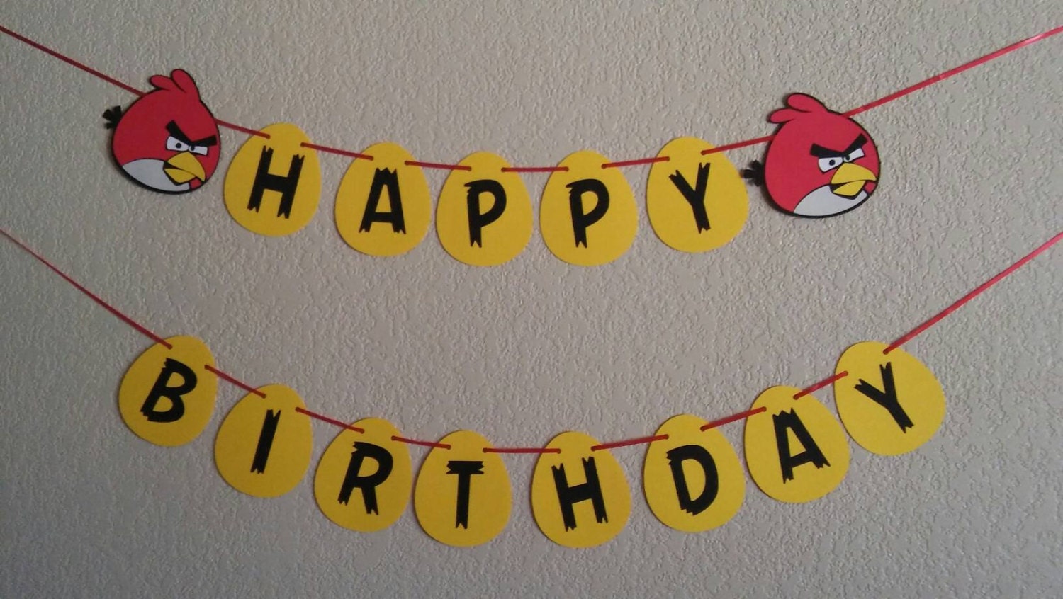 Angry bird Happy Birthday banner. Red angry bird. Great for