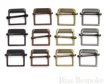 Set of 12 Slide-Style Small Metal Buckles in Four Colors
