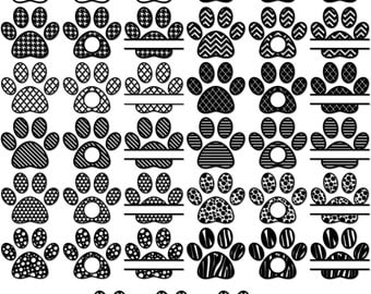 Paw SVG, Monogram Frames for Vinyl Cutters, Paw Print Svg, Paw Monogram Frames, Paw Split Monogram, svg, eps,ai, dxf, png, Paw Cut File