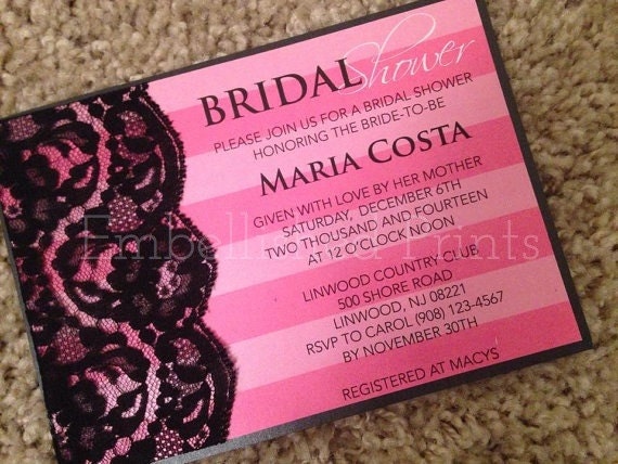Victoria Secret Bridal Shower Registry Victoria Secret Themed Bridal Shower Invitation