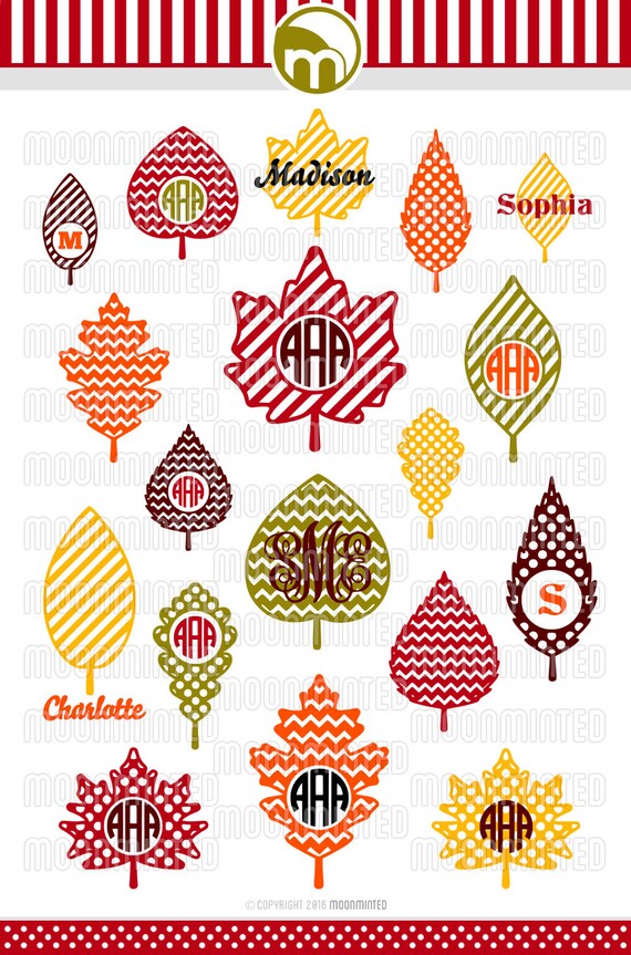 Download Items similar to Fall Leaves SVG Cut Files - Monogram ...