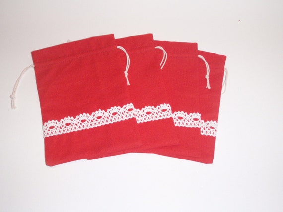 red cotton bag