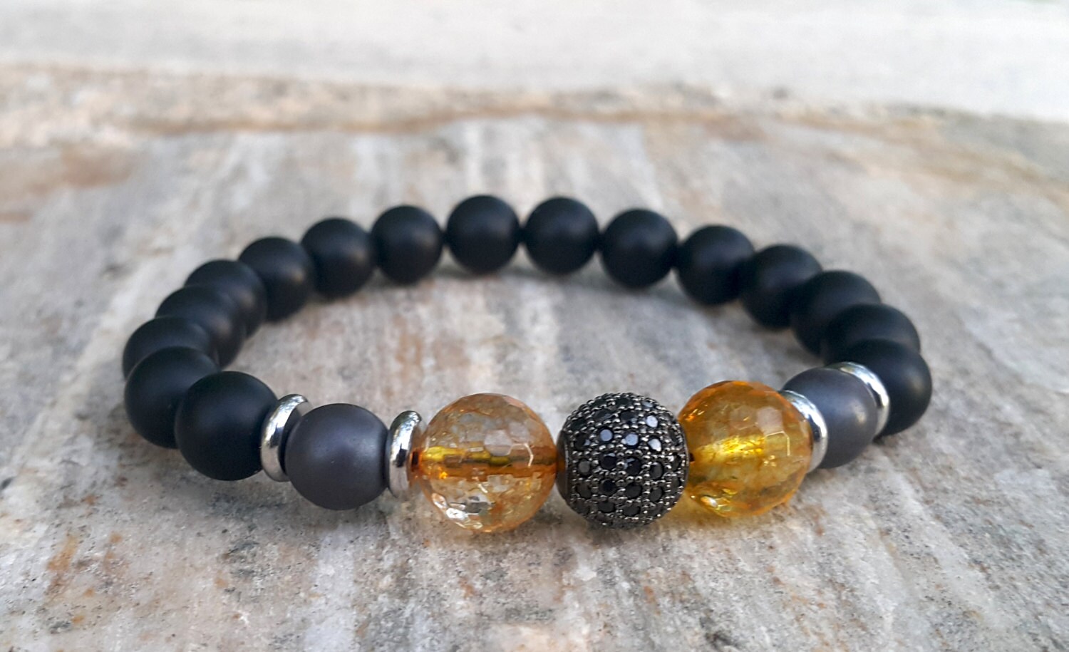 Mens Citrine Bracelet Gemstone Bracelet Mens Beaded Jewelry