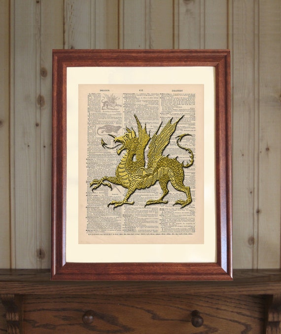 Dragon Dictionary Print Dragon Drawing 3D Dragon Print