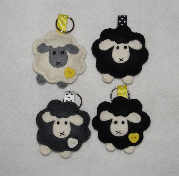 Lovely Wool Felt Sheep Keychain Felt Sheep White Sheep by NitaFelt