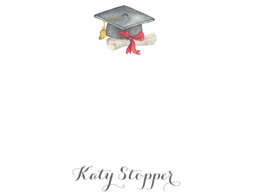 Graduation Cap Watercolor Personalized Stationery Sets w/ or