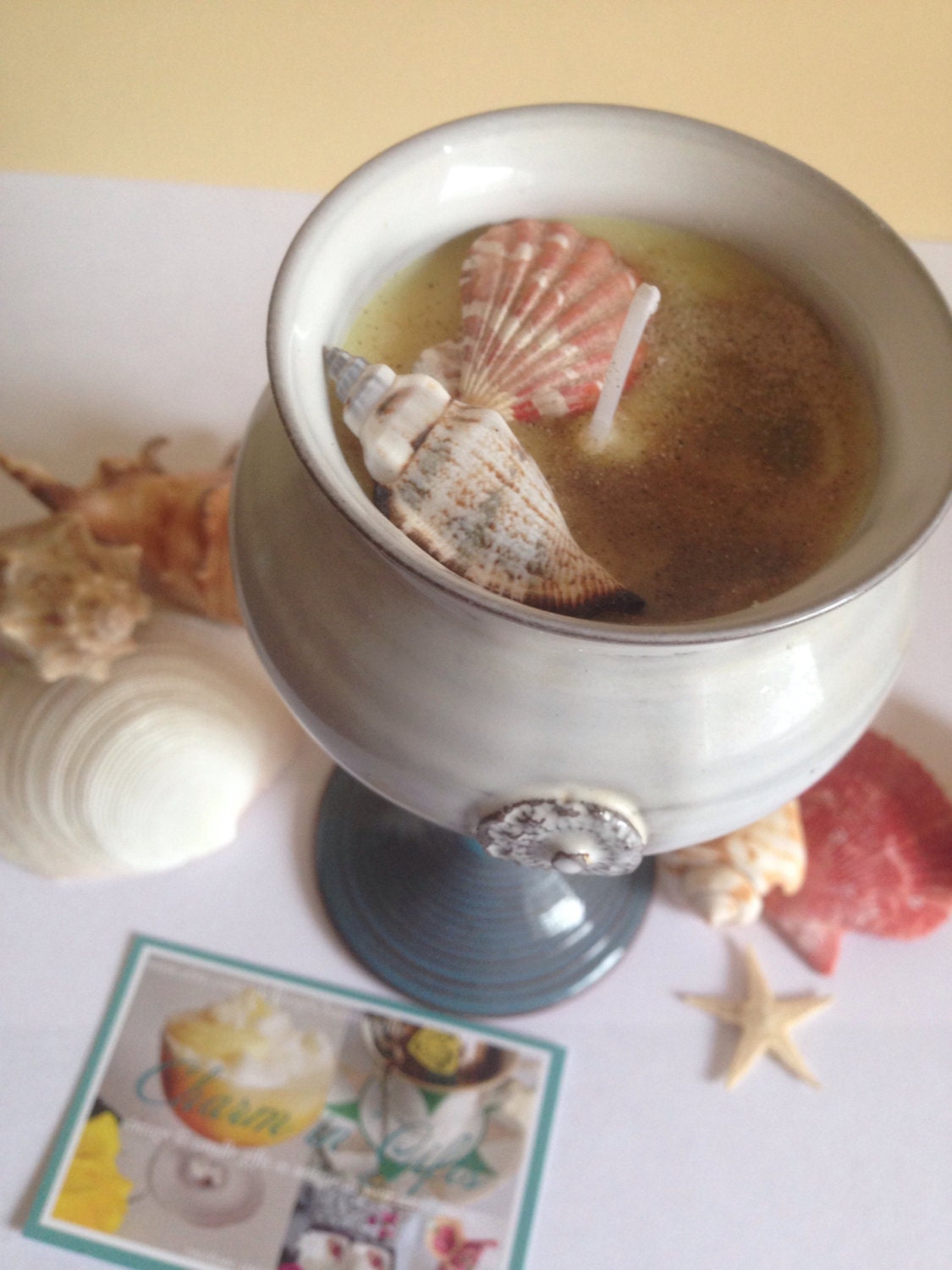 Coconut candle Seaside candle Seashell candle fossil gift