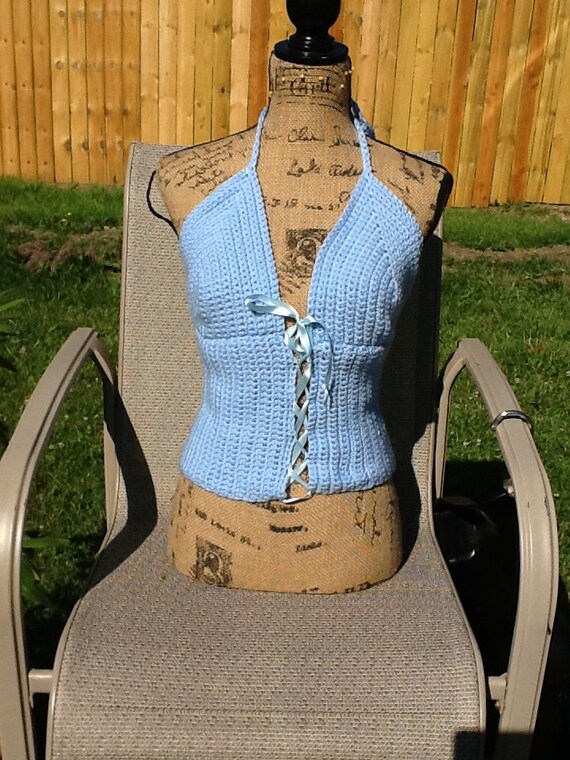 Items similar to baby blue crochet corset on Etsy