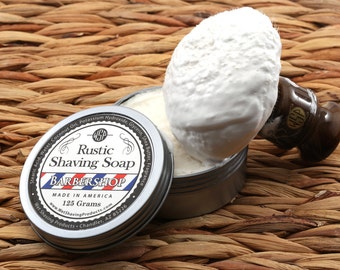 Rustic Men's Shaving Soap (Barbershop) Shaving Cream, Vegan Soap, All Natural Soap, Handmade Soap, Hot Process Soap