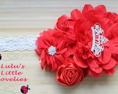 Wedding Headband, Princess Crown Headband, Flowergirl Headband, Photoprop headband, Valentines Headband, Red Flower Headband, Lace headband Wedding Headband, Princess Crown Headband, Flowergirl Headband, Photoprop headband, Valentines Headband, Red Flower Headband, Lace headband