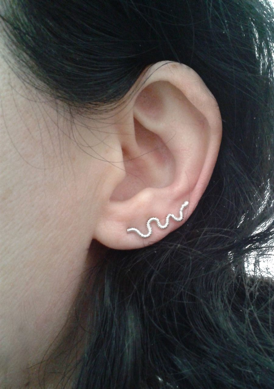 Sterling silver ear cuffs long ear climbers by HarshandSweet