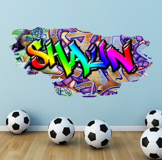 Personalised Custom Graffiti Name Wall Decals Full Colour Wall