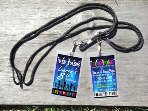 Personalized VIP Lanyard Birthday Invitations by TSNDigitalDesigns