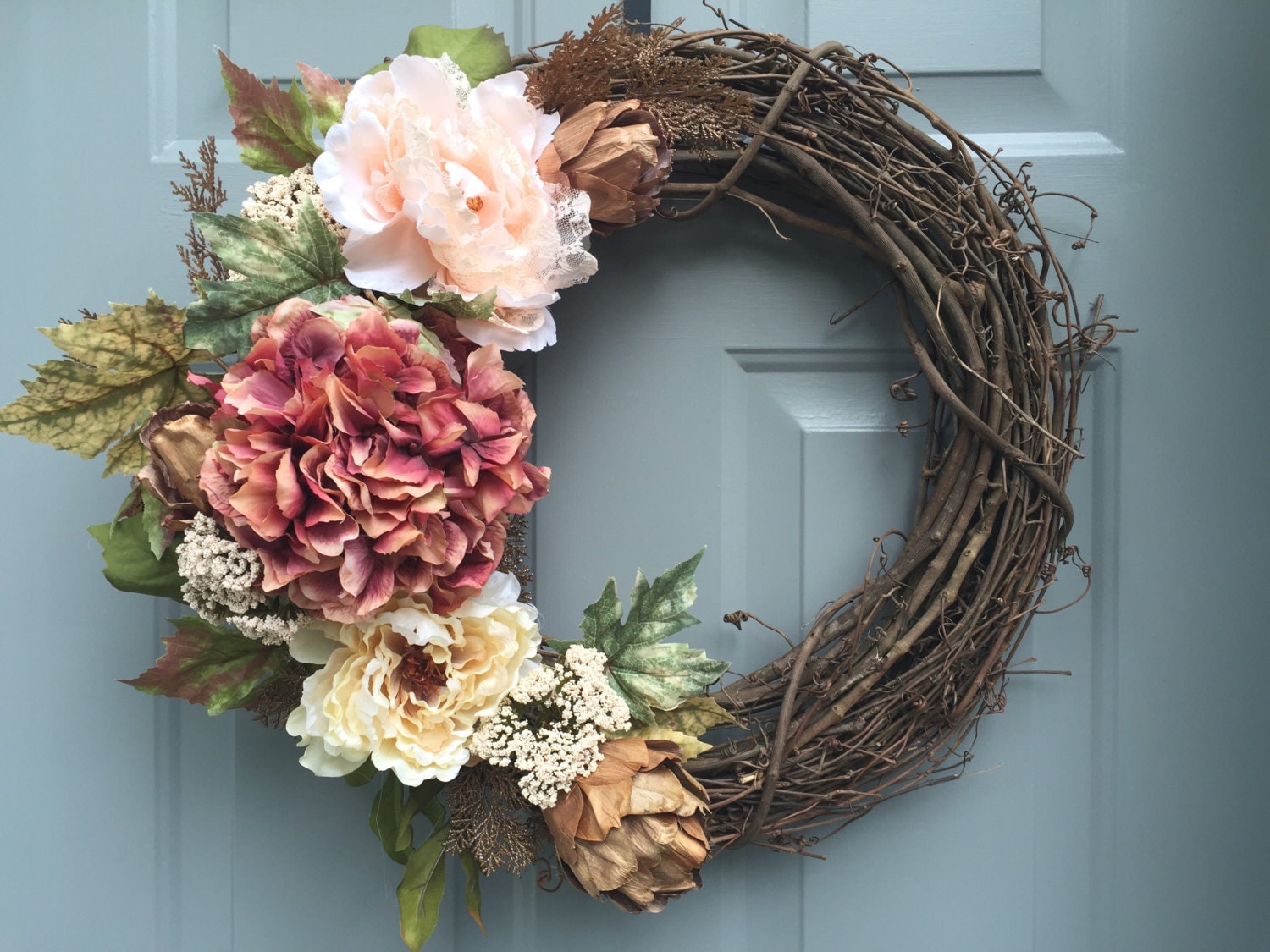 Floral Grapevine Wreath Wedding Wreath Wedding Gift Elegant