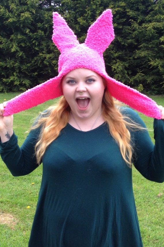 Louise Belcher inspired Pink bunny ear hat Bobs by SylvenBloom