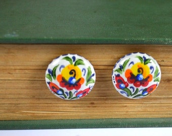 Earrings stud Paint jewelry Handmade Bright colorful earrings|of|wood|with|hand painted Boho Wooden earrings bridesmaids Gifts idea|for|her
